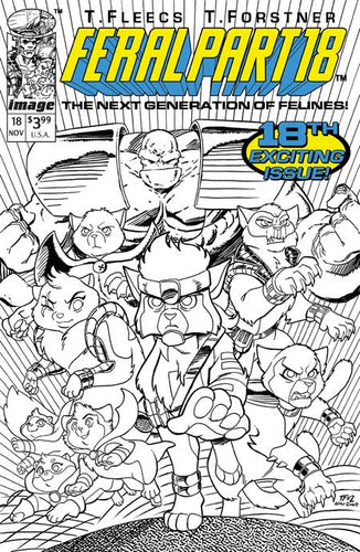 Feral #18 Cover E - Trish Forstner Tony Fleecs - YOUNGBLOOD TEAM UP B&W VIRGIN VARIANT