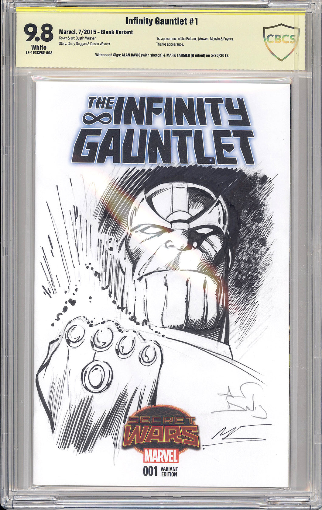 Infinity Gauntlet #1 - ORIGINAL ART cover by Alan Davis & Mark Farmer - CBCS 9.8