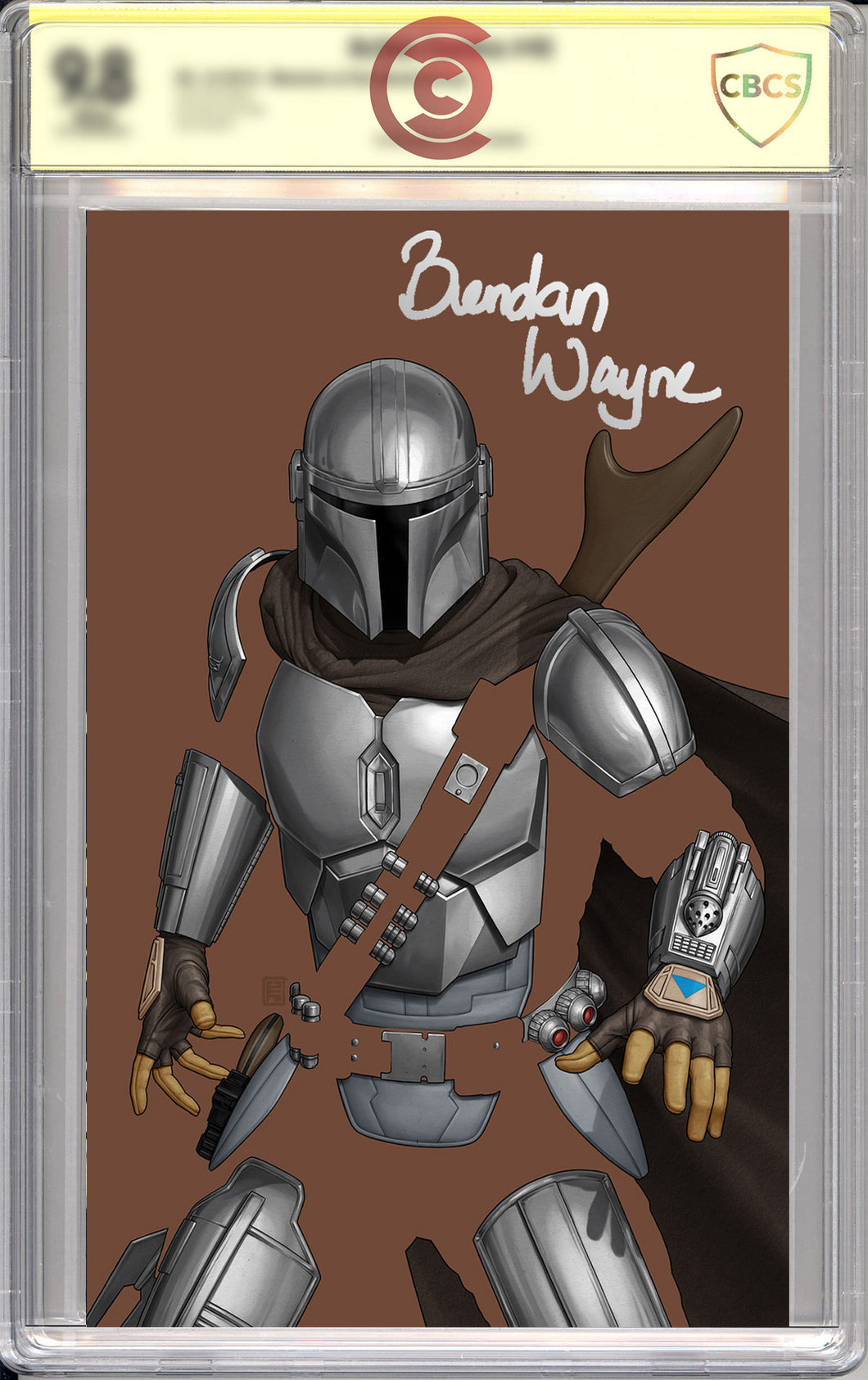 Mandalorian #2 JTC Negative Space Variant - signed by Din Jarin (The Mandalorian) Actor Brendan Wayne + CBCS yellow label grading