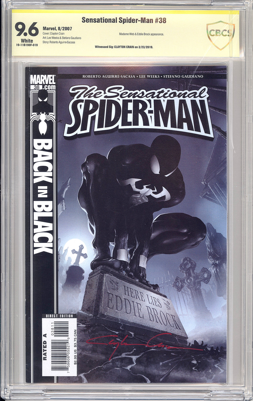 Sensational Spider-Man #38 - Signed by Clayton Crain - CBCS 9.6