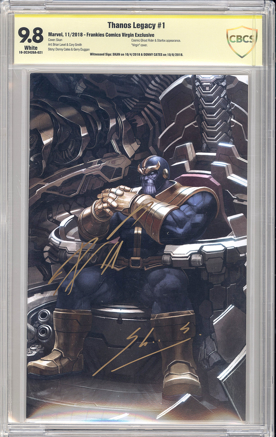 Thanos Legacy #1 - DOUBLE Signed by SKAN & Donny Cates - CBCS 9.8