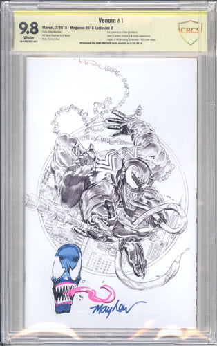 *CYBER MONDAY DEAL! - Venom #1 (2018) B&W Variant SIGNED, REMARQUED Mike Mayhew Con Exclusive CBCS 9.8