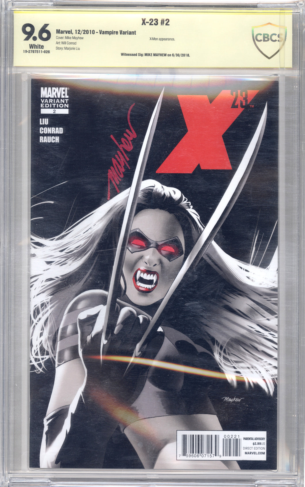 *CYBER MONDAY DEAL! - X-23 #2 - Vampire Variant SIGNED by Mike Mayhew Exclusive CBCS 9.6