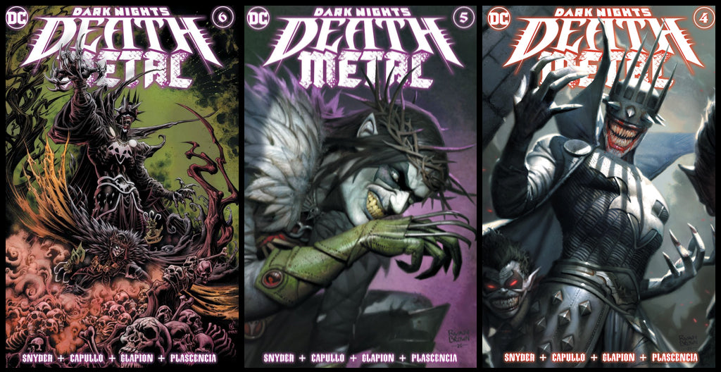 DARK NIGHTS DEATH METAL #4, #5, #6 - LIMITED VARIANTS BY RYAN BROWN & KYLE HOTZ - SPECIAL 3-COVER BUNDLE!